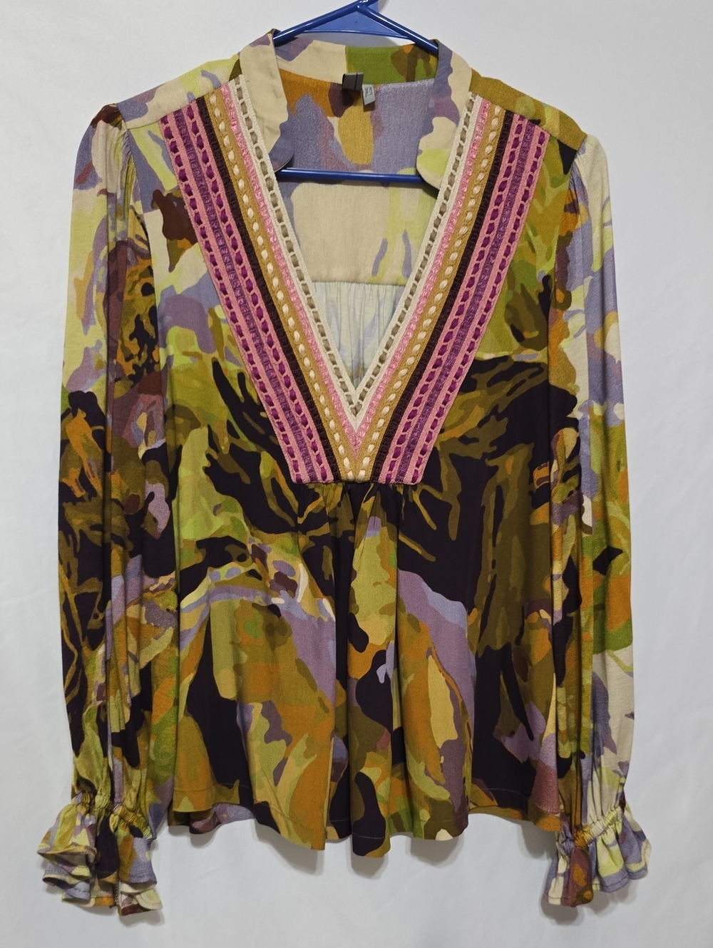 Anthropologie Bl^nk London Stephanie Floral Embroidered Boho V-neck PS